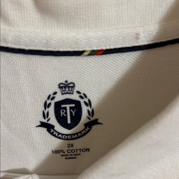 RTY Trademark White Long Sleeve Polo Shirt New With Tags - Picture 2 of 5